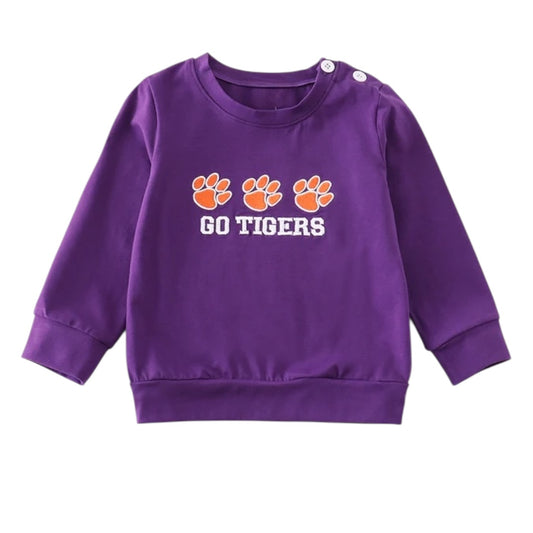 PURPLE Clemson  GO TIGERS EMBROIDERY Top