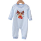 BLUE STRIPE REINDEER APPLIQUE ROMPER-Boys