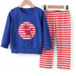 BLUE CHARACTER APPLIQUE PANTS SET