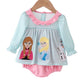 BLUE CHARACTER EMBROIDERY RUFFLE BUBBLE -Frozen Ice Girls