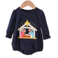 NAVY NATIVITY FRENCH KNOT RUFFLE BUBBLE