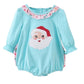 BLUE CHRISTMAS SANTA CLAUS APPLIQUE RUFFLE BUBBLE