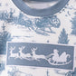 BLUE CHRISTMAS  VINTAGE REINDEER EMBROIDERY BUBBLE