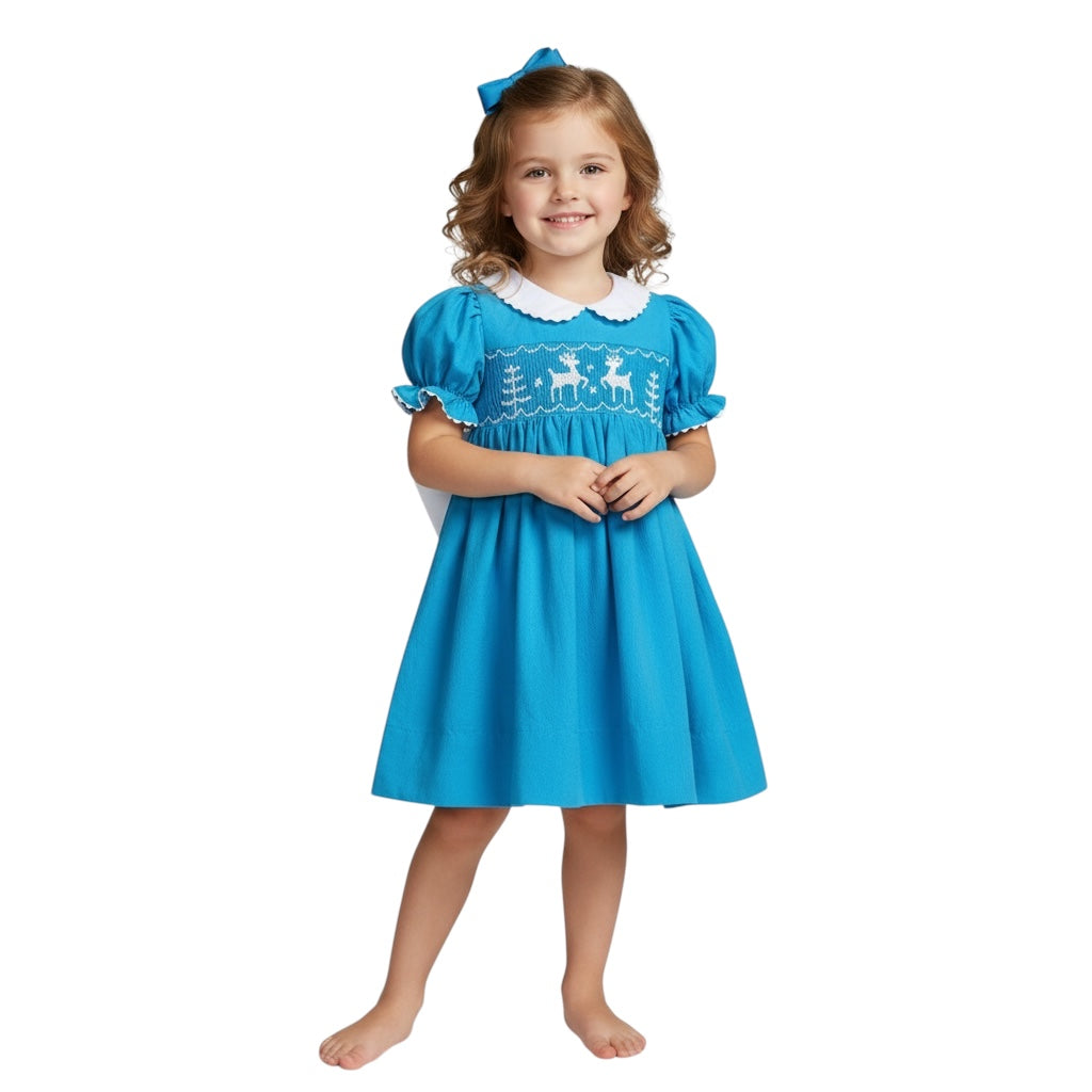 Handsmocked Reindeer Dress