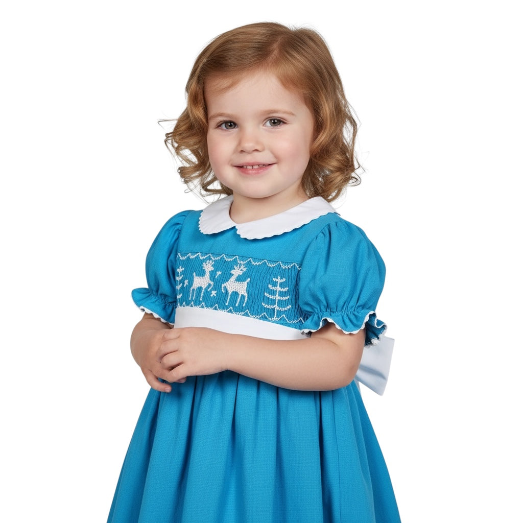 Handsmocked Reindeer Dress