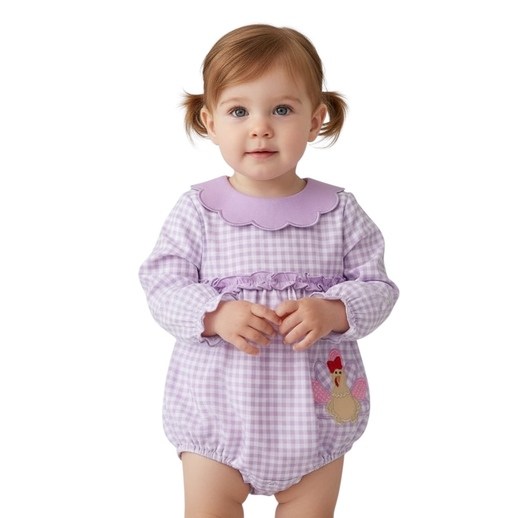 Premium Purple turkey applique girl bubble
