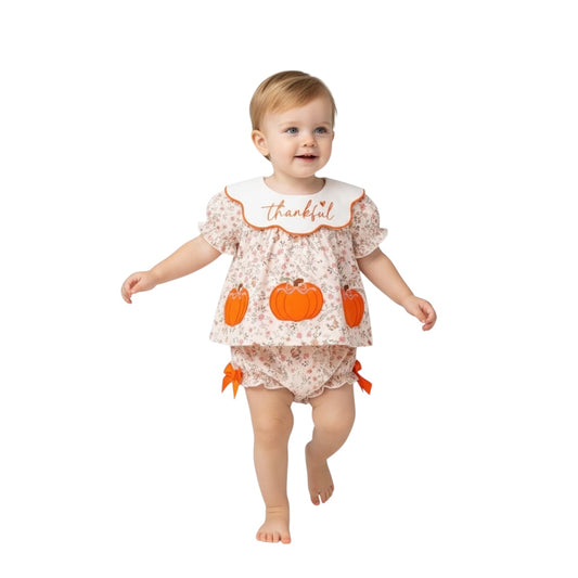 THANKSGIVING PUMPKIN APPLIQUE BLOOMER SET