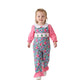 BLUE CHRISTMAS TREE SMOCKED RUFFLE JUMPSUIT SET