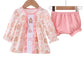 PINK GINGERBREAD EMBROIDERY RUFFLE BLOOMER SET
