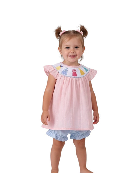 PINK PRINCESS SMOCKED BLOOMER SET