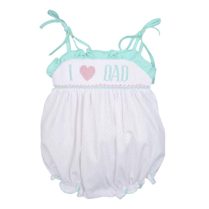 Hand Smocked I love Dad bubble
