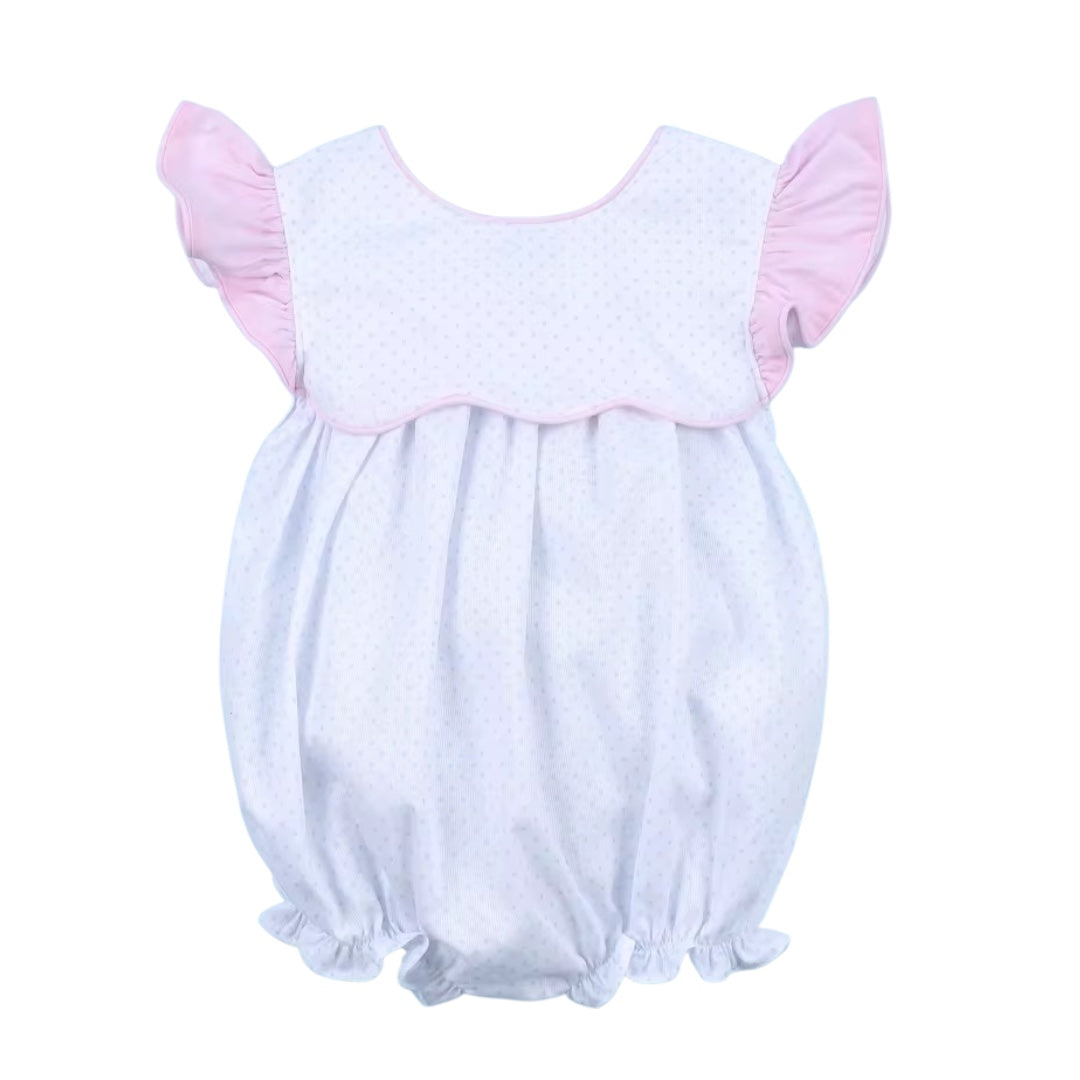Plain Bubble Pink Sleeve On White  with  Pink,Bow Back