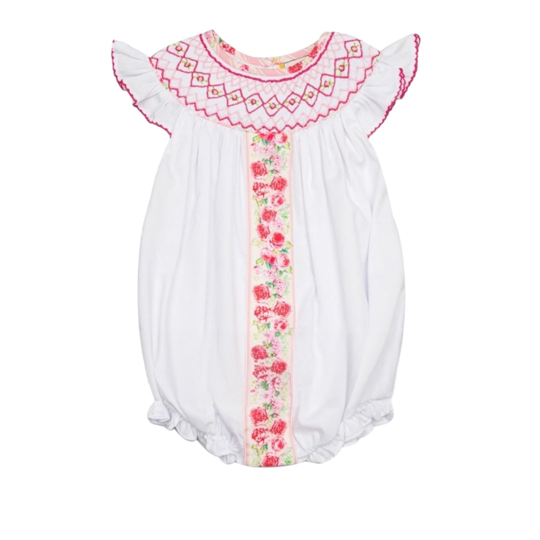 Geometric embroidered girl  rose printed bubble