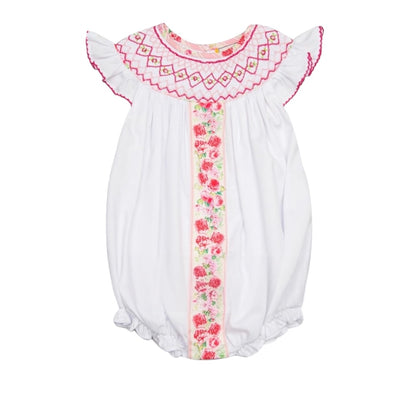 Geometric embroidered girl  rose printed bubble