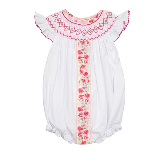 Geometric embroidered girl  rose printed bubble