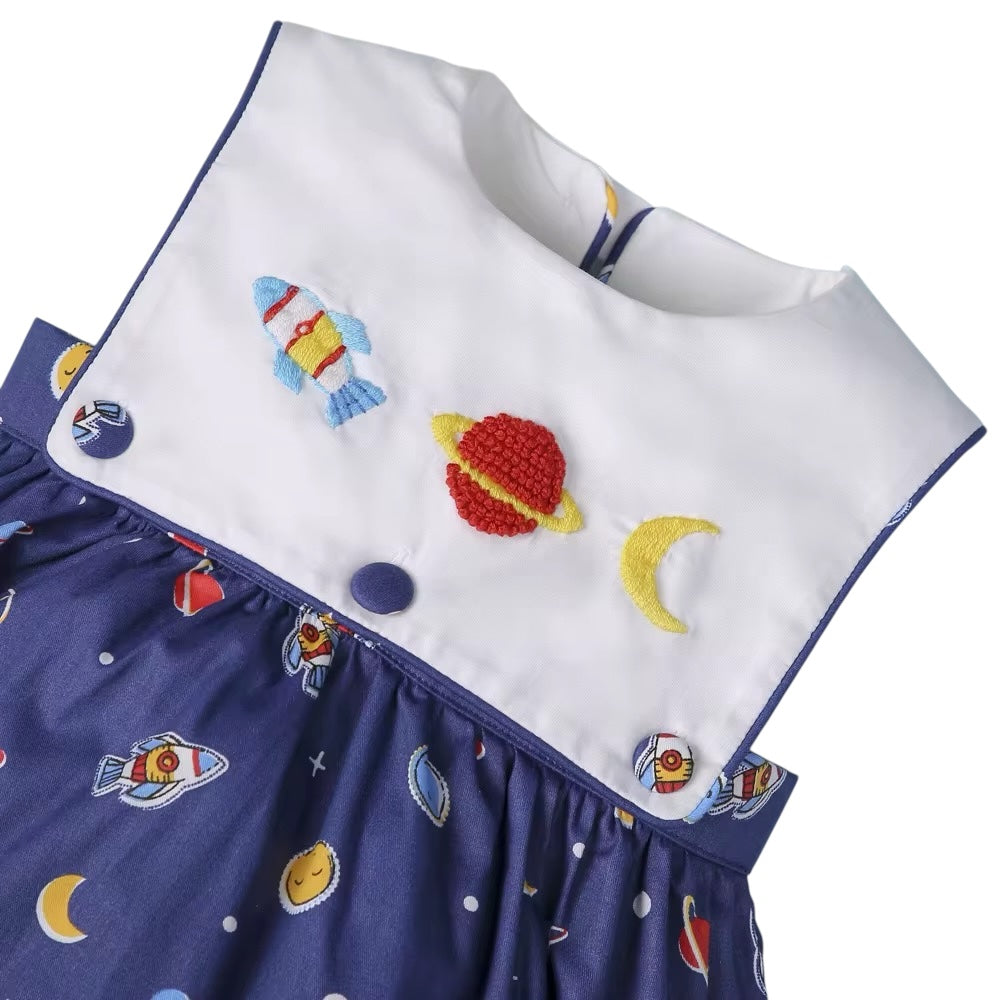 Universe embroidery boy short bubble