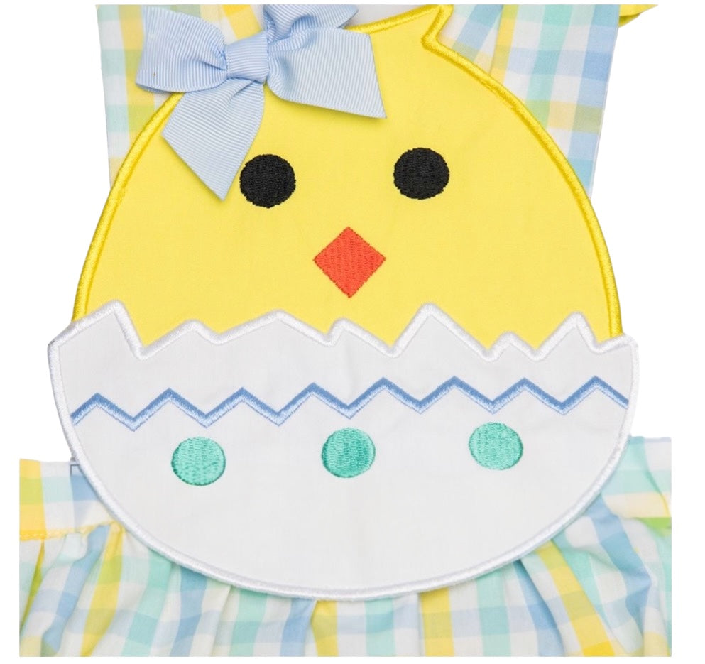 Appliqued girl bubble duck with  ruffle