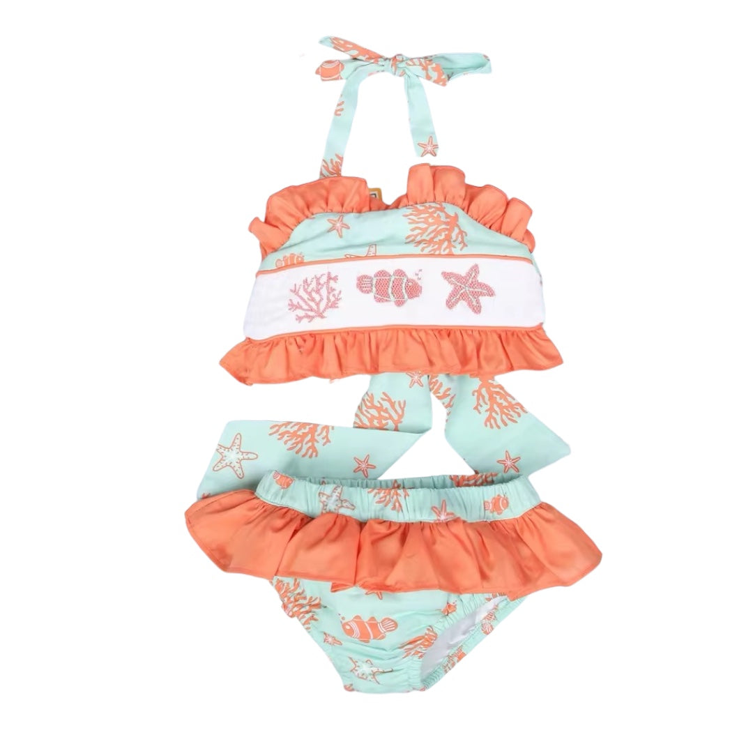 Ocean creature girl 2 piece swimwear -Handsmocked