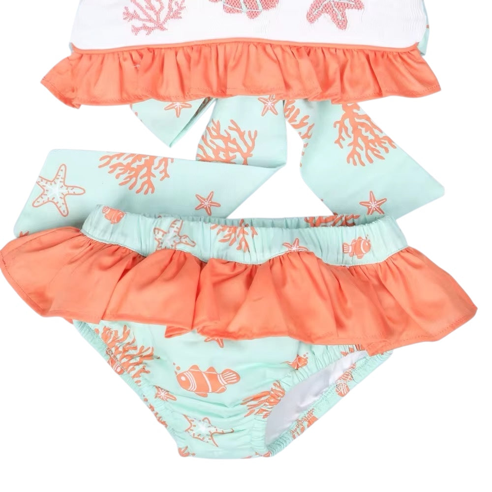 Ocean creature girl 2 piece swimwear -Handsmocked