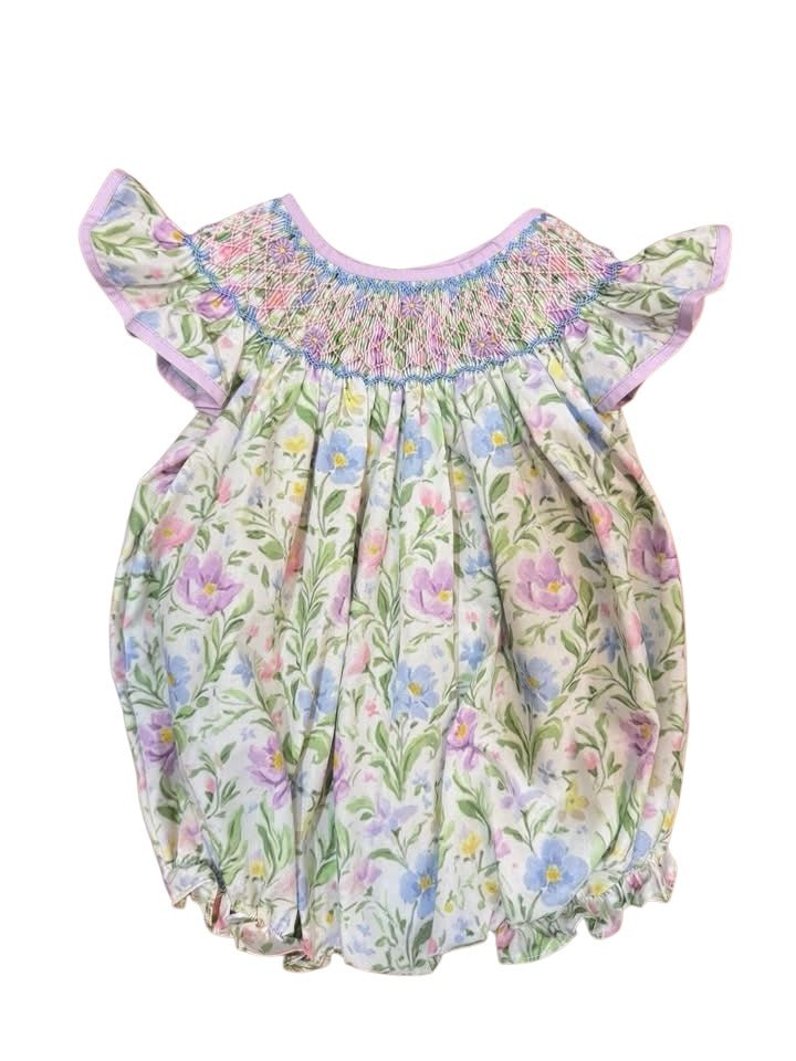 Beautiful floral Handsmocked Bubble