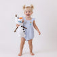 PREMIUM BLUE SNOWMAN EMBROIDERY GINGHAM RUFFLE BUBBLE