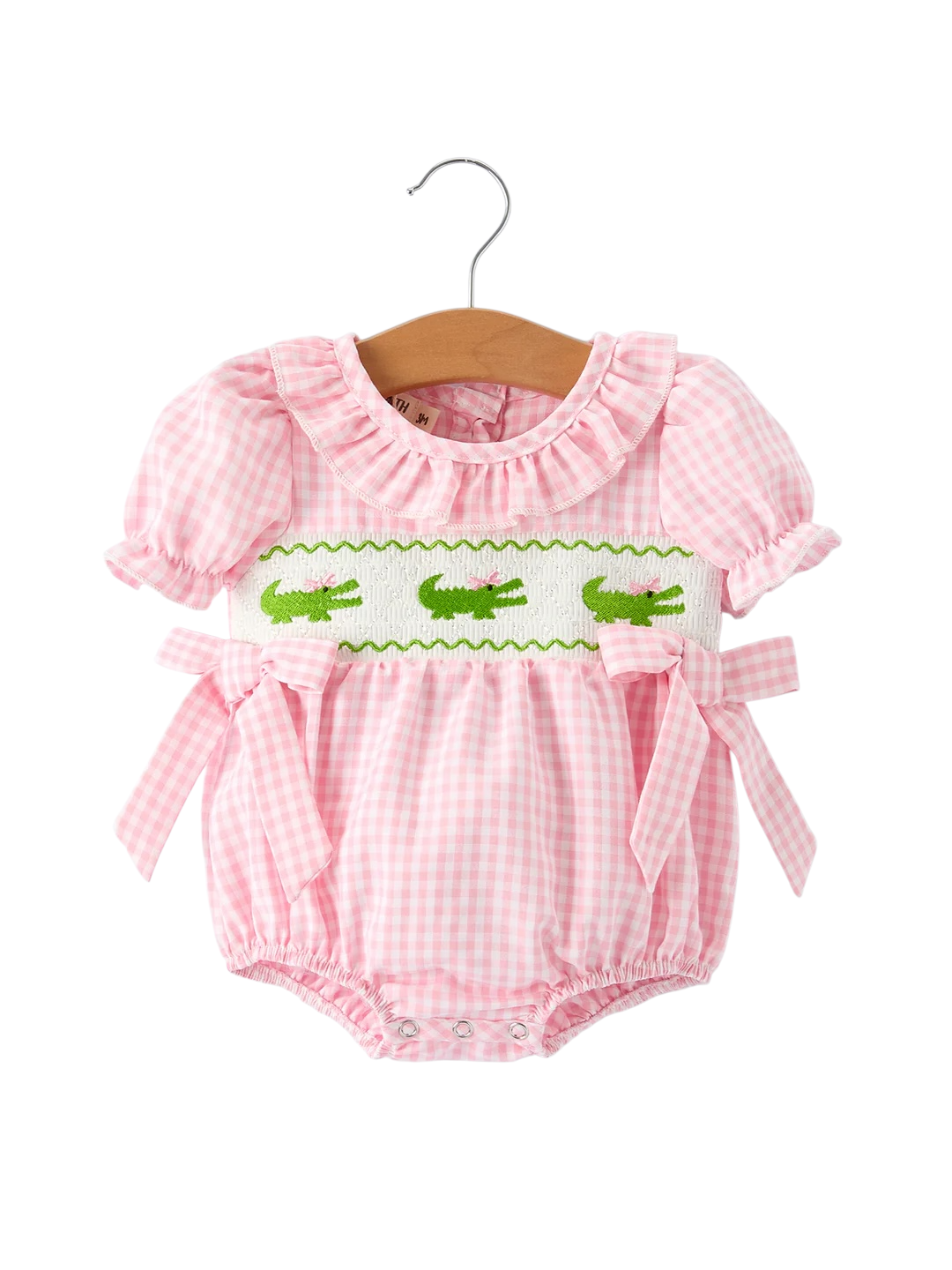Baby Girls Summer Crocodile Embroidered Smocked Romper