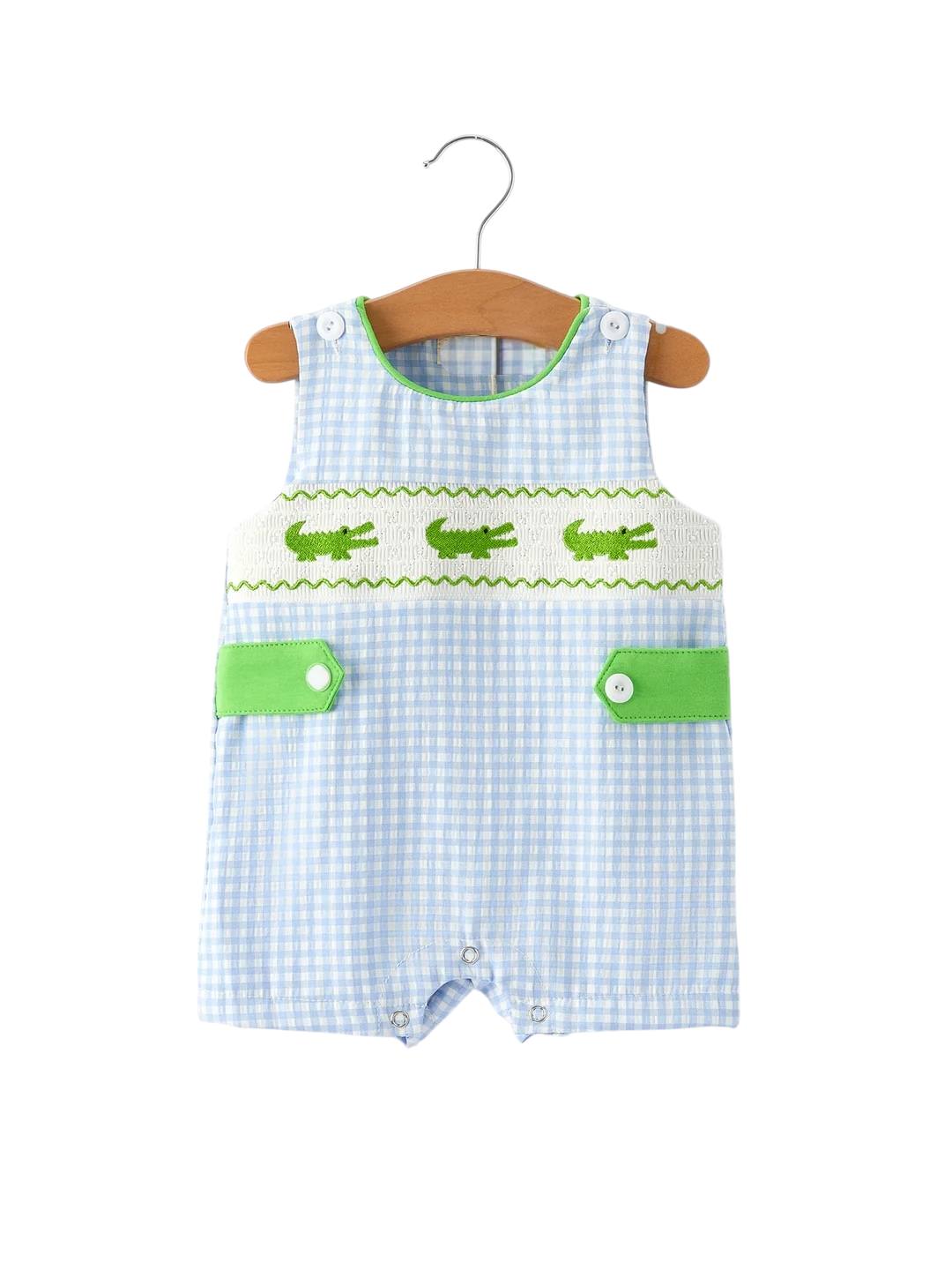 Baby Boys Summer Crocodile Embroidered Smocked Romper