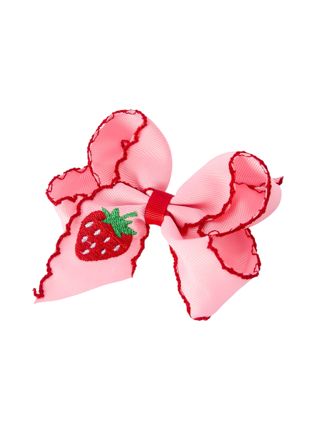 Strawberry Embroidered Girls Hairpin 4 Inches-Pink