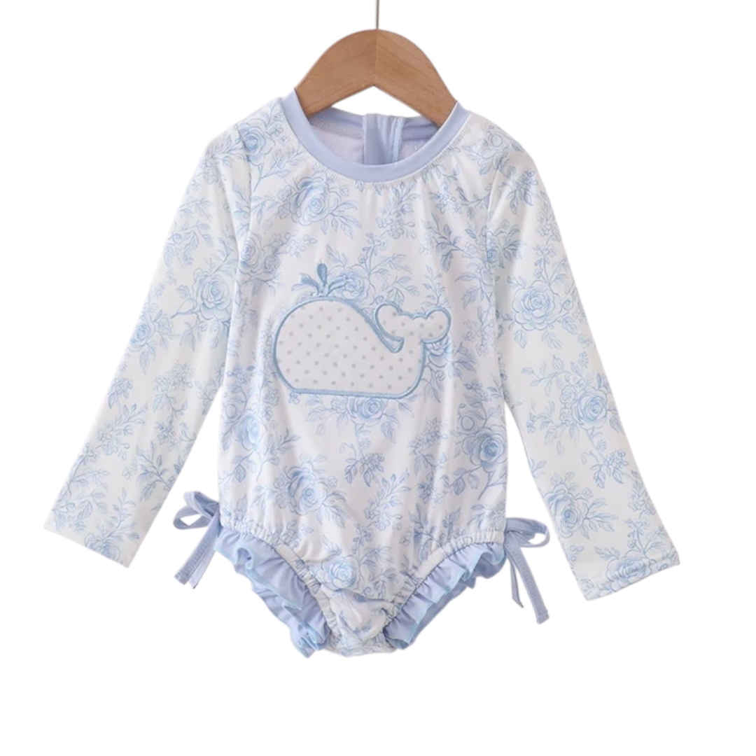 BLUE WHALE APPLIQUE RASHGUARD