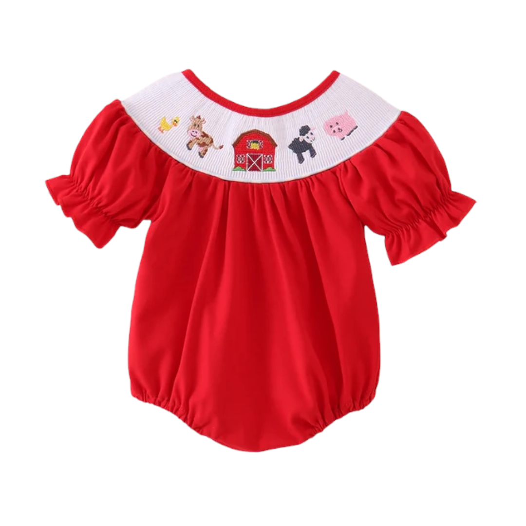 RED FARM SMOCKED RUFFLE BUBBLE