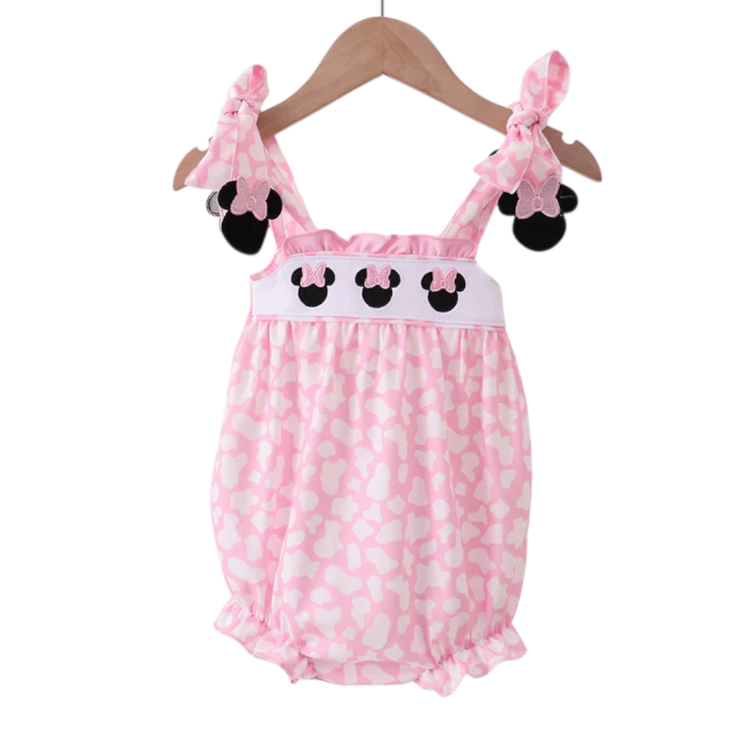 PINK CHARACTER EMBROIDERY RUFFLE BUBBLE