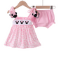 PINK CHARACTER EMBROIDERY RUFFLE BLOOMER SET