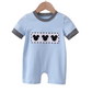 BLUE CHARACTER EMBROIDERY ROMPER