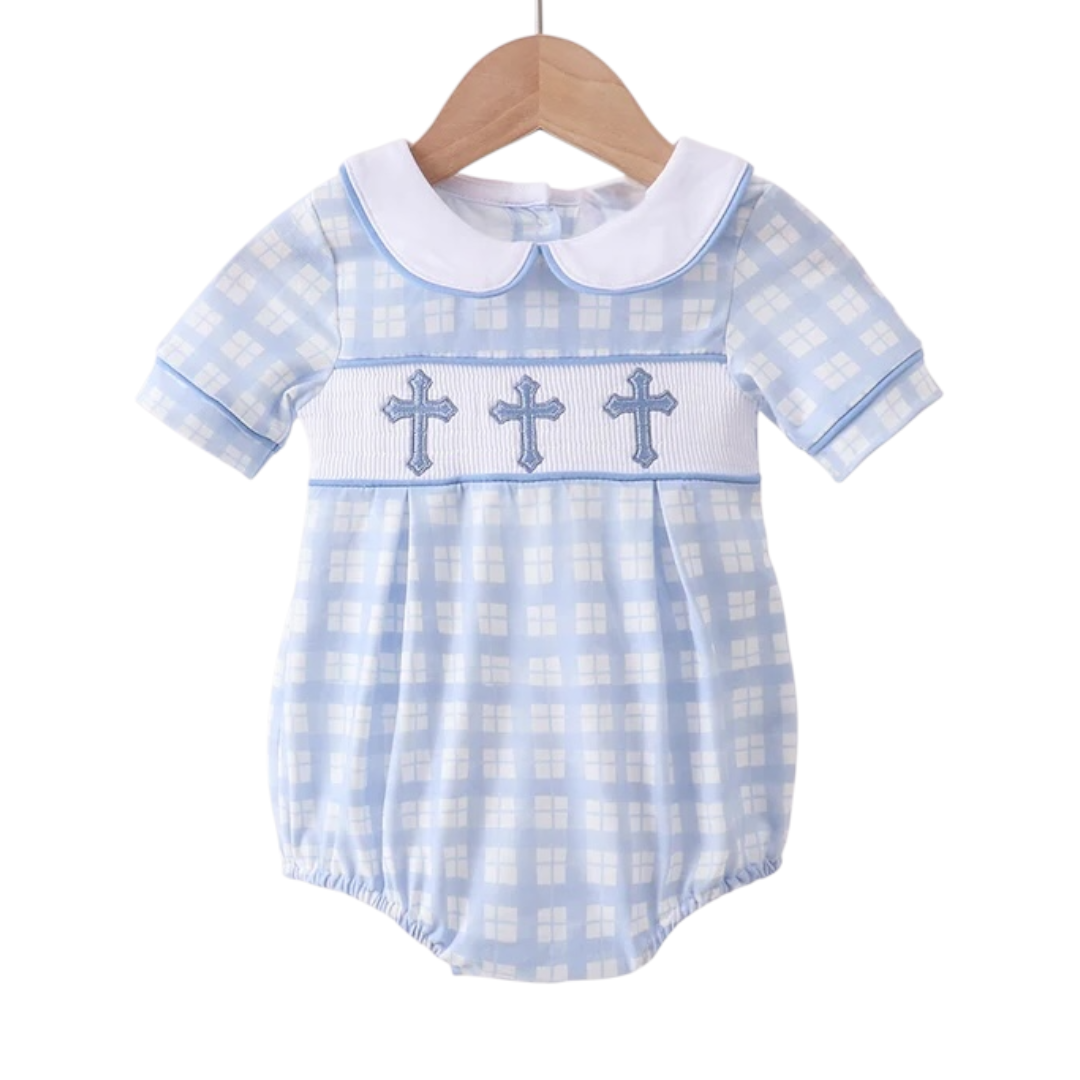 BLUE CROSS SMOCKED PLAID BUBBLE