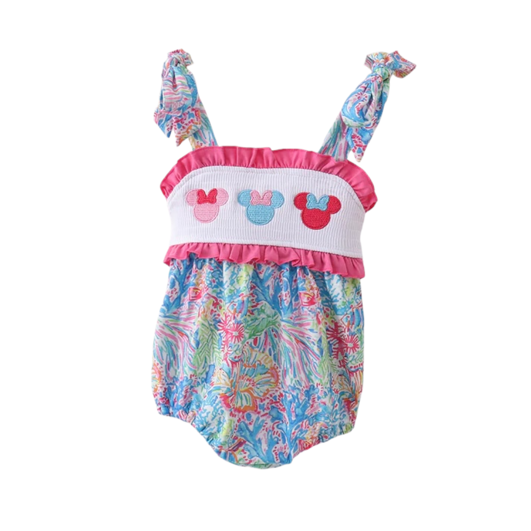 PINK CHARACTER SMOCKED RUFFLE BUBBLE