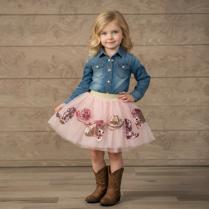 Baby Girls Sequin-Embellished Western-Inspired Tutu Skirt
