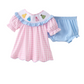 PINK PRINCESS SMOCKED GINGHAM RUFFLE BLOOMER SET
