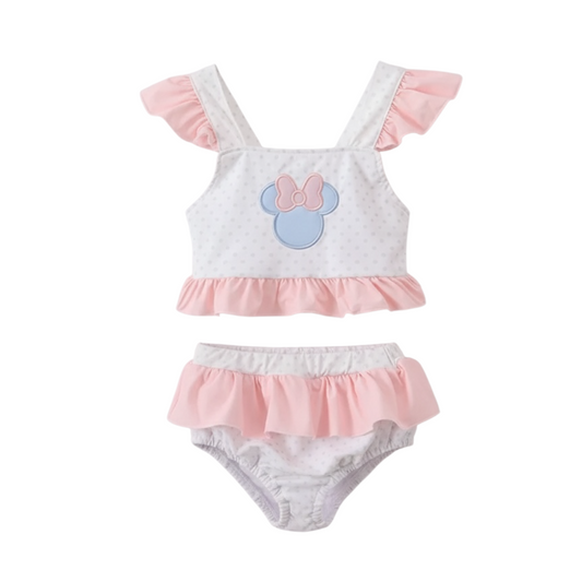 CHARACTER APPLIQUE RUFFLE 2PC SWIMSUIT