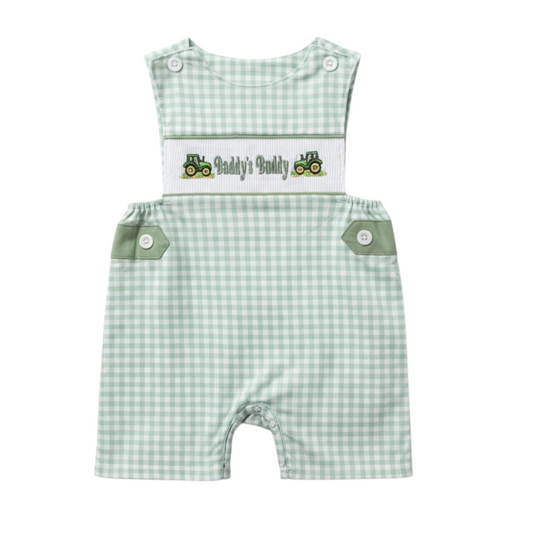 SAGE DADDY'S BUDDY SMOCKED GINGHAM JONJON