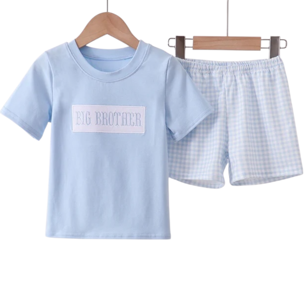 BLUE BIG BROTHER EMBROIDERY SHORTS SET