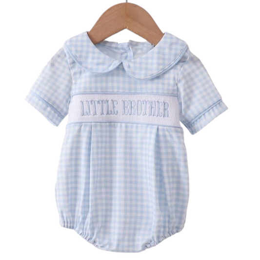 BLUE LITTLE BROTHER SMOCKED BUBBLE
