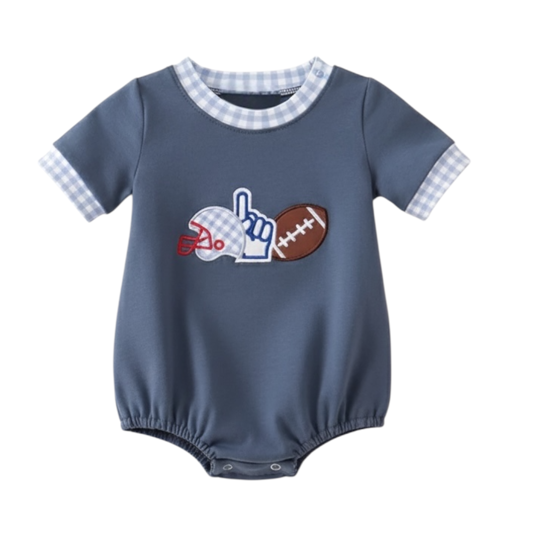 BLUE FOOTBALL APPLIQUE BUBBLE