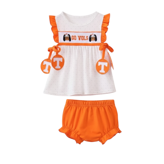 TENNESSEE GO VOLS EMBROIDERY BOW BLOOMER SET