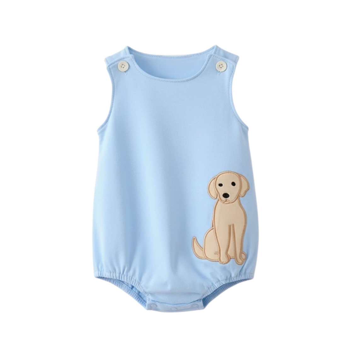 BLUE PUPPY APPLIQUE BUBBLE