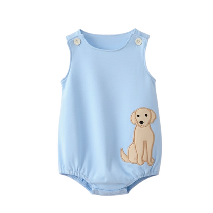 BLUE PUPPY APPLIQUE BUBBLE