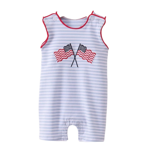 RED FLAG EMBROIDERY STRIPE JONJON