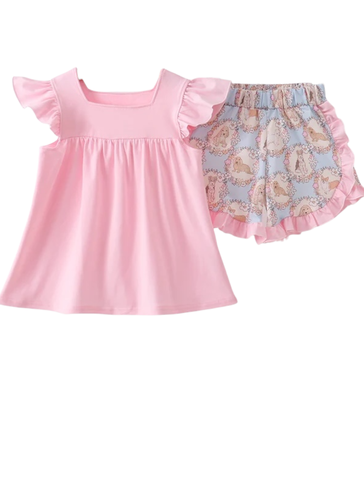 PINK PUPPY FLORAL PRINT RUFFLE SHORTS SET
