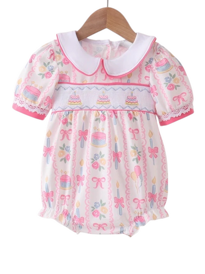 PINK BIRTHDAY CAKE SMOCKED BUBBLE
