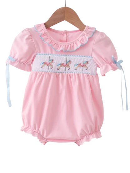 PINK CAROUSEL SMOCKED BUBBLE