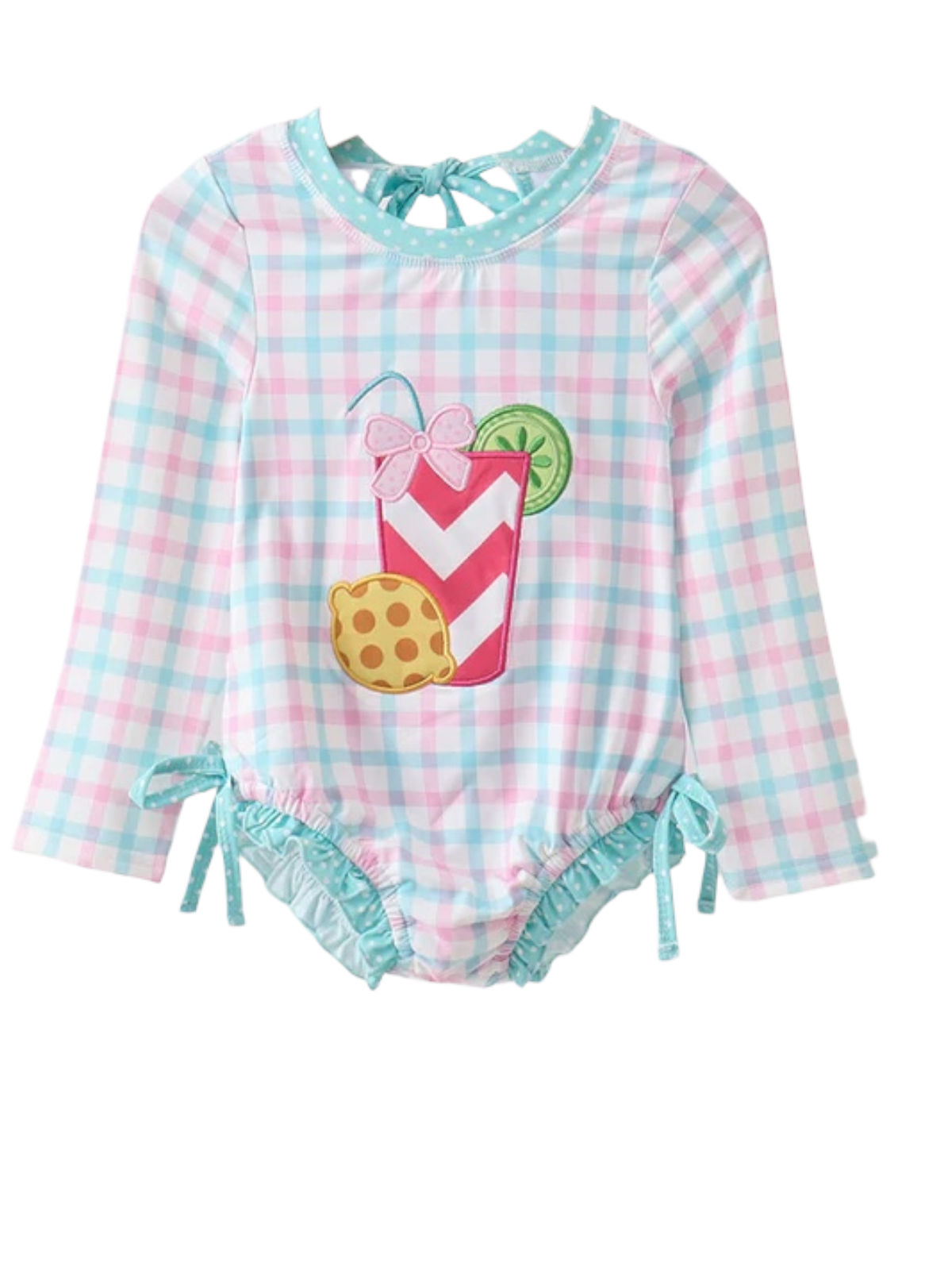 SUMMER PLAID APPLIQUE RASHGUARD